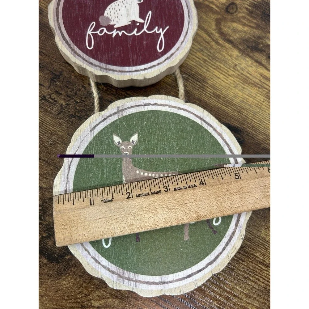 Rustic Woodland Welcome Family Friends Hanging Wood Sign Deer Fox Bunny Decor